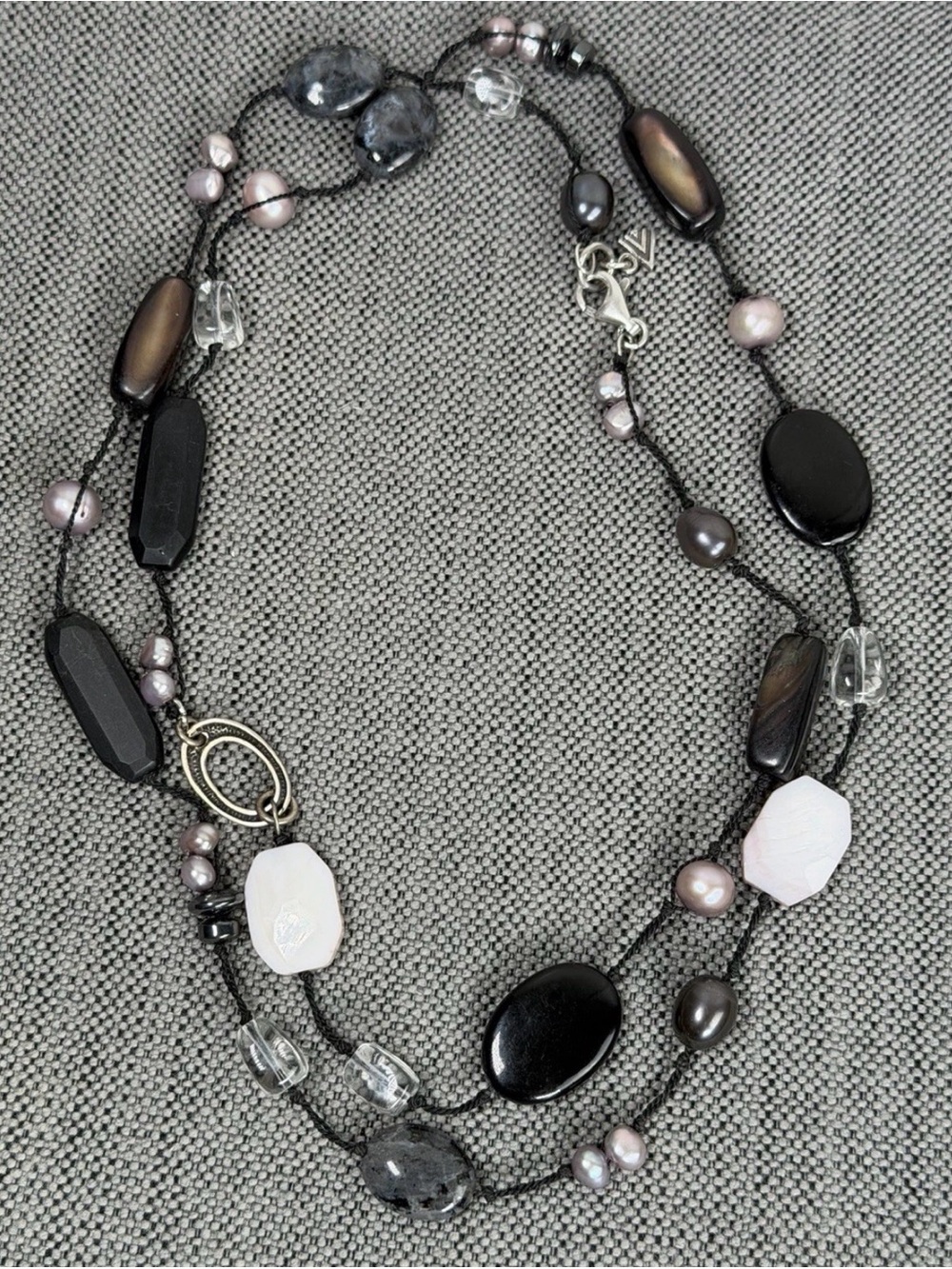 Silpada N1796 Downtown Sterling Silver Pearl Hematite Necklace 35”